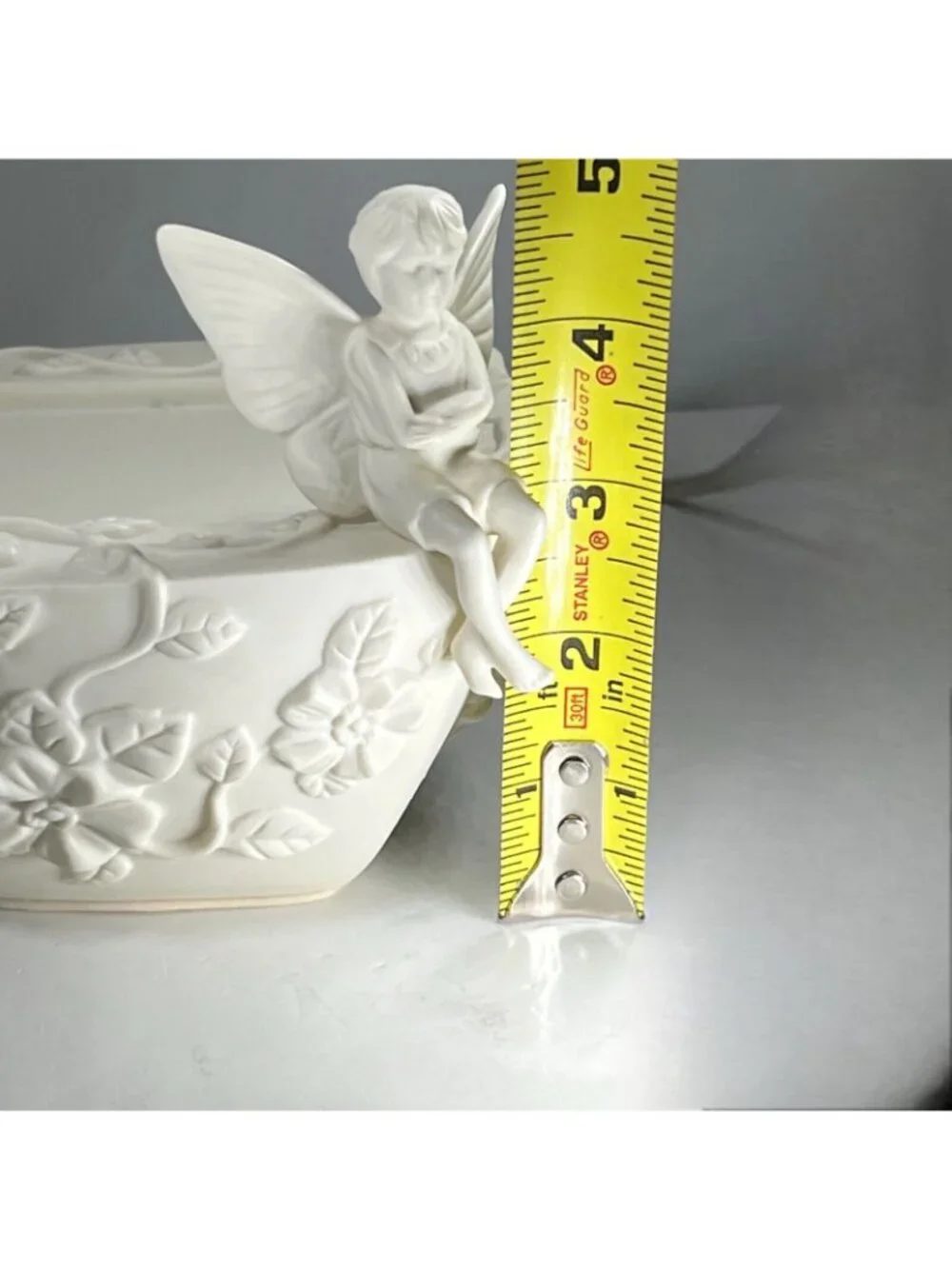 PartyLite Boy Fairy Pillar Candle Holder Retired Angel Enchantment Bisque White